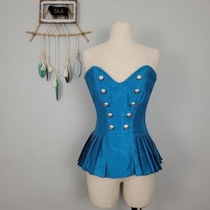 VG London Blue Overbust Lace-up Corset Sz M